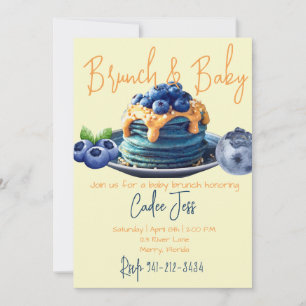 Brunch and baby blueberry baby shower invitation