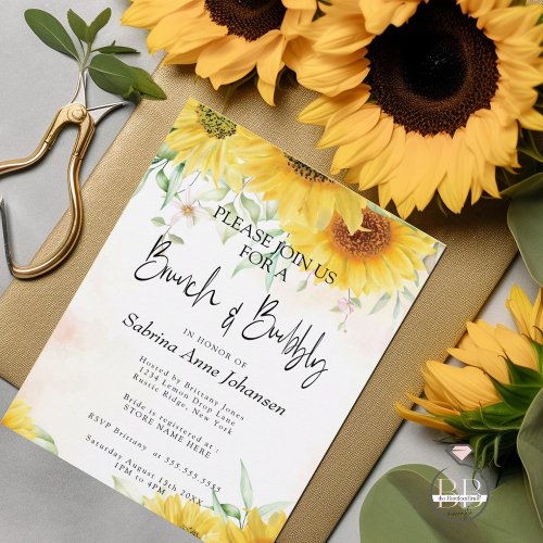 Brunch and Bubbly  Autumn Sunflowers  Invitation