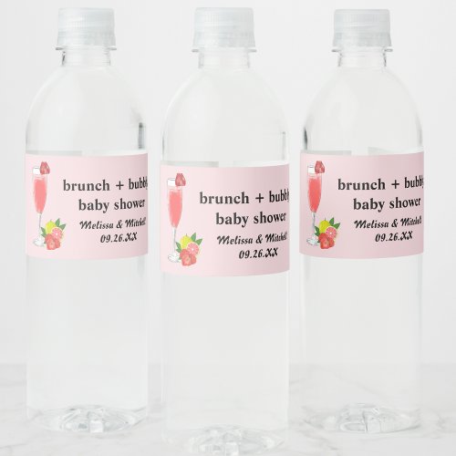 Brunch and Bubbly Baby Shower mimosa Water Bottle Label