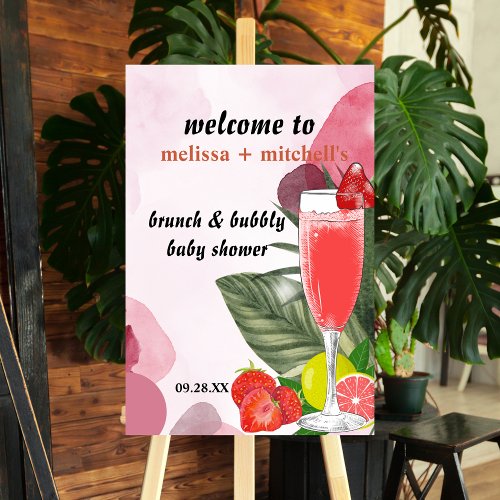 Brunch and bubbly baby shower mimosa welcome sign