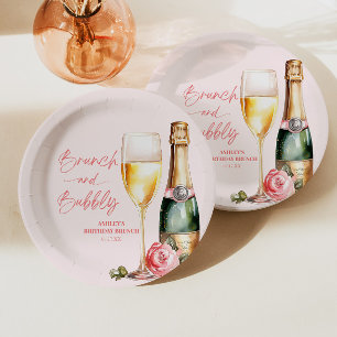 Brunch and Bubbly Birthday Brunch Welcome Sign Paper Plates
