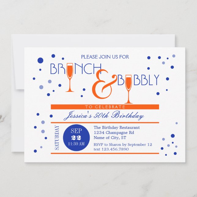 Brunch and Bubbly Birthday Invitation (Front)