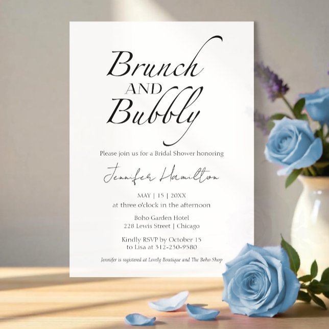 Brunch and Bubbly | Black & White Bridal Shower Invitation (Creator Uploaded)