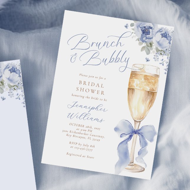 Brunch and Bubbly Blue Bridal Shower Invitation (Creator Uploaded)