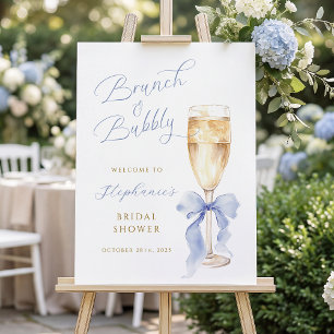 Brunch and Bubbly Blue Bridal Shower Welcome Sign