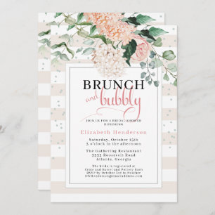 Brunch and Bubbly Blush Pink Floral Bridal Shower Invitation