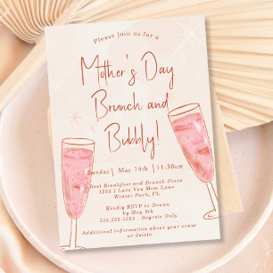 Brunch and Bubbly Blush Pink Mother's Day Brunch Invitation