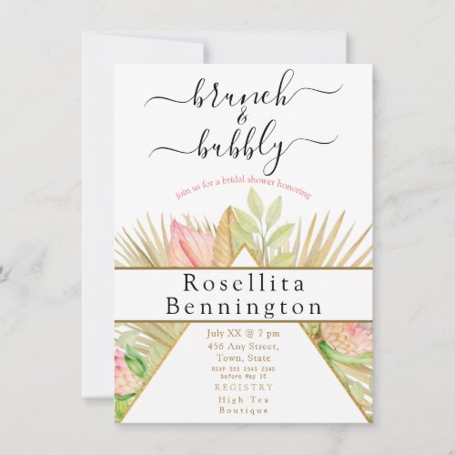 Brunch and Bubbly Boho Floral Bridal Shower Invitation