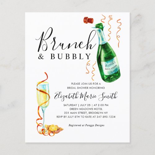 Brunch and Bubbly Bottle Bridal Shower Invitation