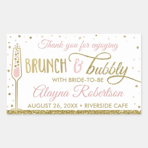 Brunch and Bubbly Bottle Wrapper Faux Glitter Rectangular Sticker