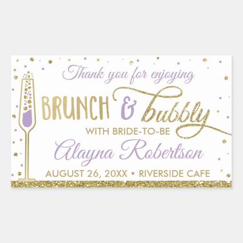 Brunch and Bubbly Bottle Wrapper Faux Glitter Rectangular Sticker