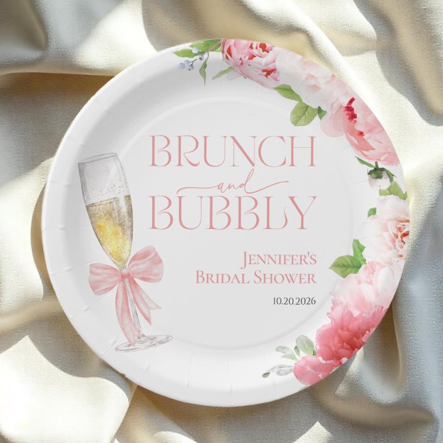 Brunch and Bubbly | Bow Wild Garden Bridal Shower Paper Plates (Creator Uploaded)