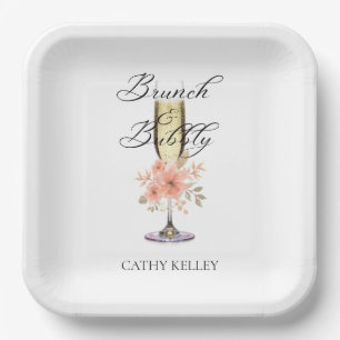 Brunch and Bubbly Bridal Shower 9" Square  Paper Plates