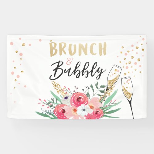 Brunch and bubbly Bridal shower banner Champagne