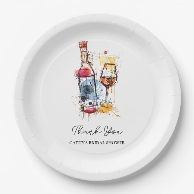 Brunch and Bubbly Bridal Shower Champagne 9" Round Paper Plates (Front)