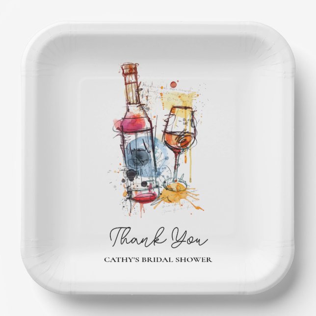 Brunch and Bubbly Bridal Shower Champagne 9"Square Paper Plates (Front)