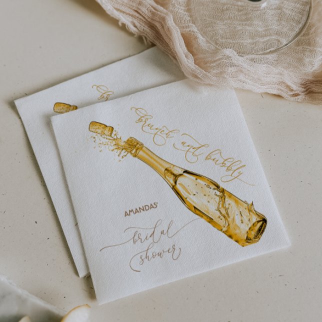 Brunch and Bubbly Bridal Shower Champagne Napkins (Creator Uploaded)