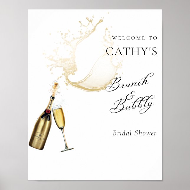 Brunch and Bubbly Bridal Shower Champagne Welcome  Poster (Front)