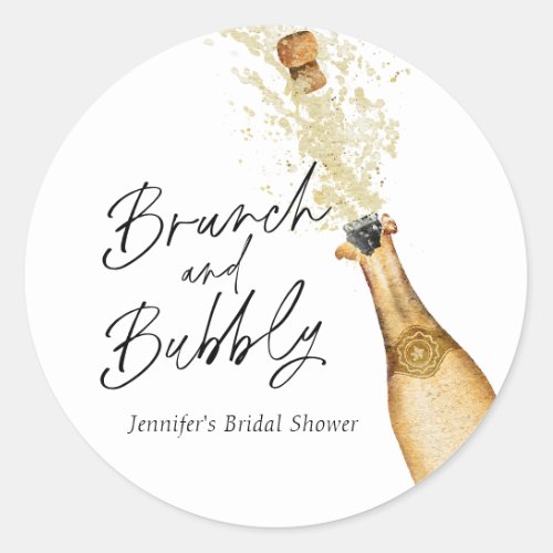 Brunch and Bubbly Bridal Shower Classic Round Stic Classic Round Sticker
