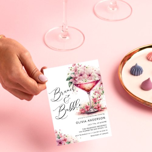 Brunch and Bubbly Bridal Shower Floral Invitation