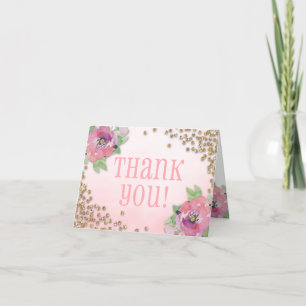 Brunch and Bubbly Bridal Shower Glitter Thank You Card