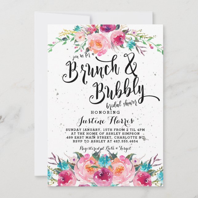 Brunch and bubbly Bridal Shower Invitation (Front)