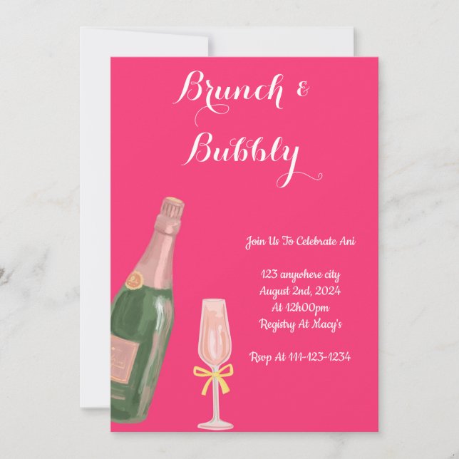 BRUNCH AND BUBBLY BRIDAL SHOWER INVITATION (Front)