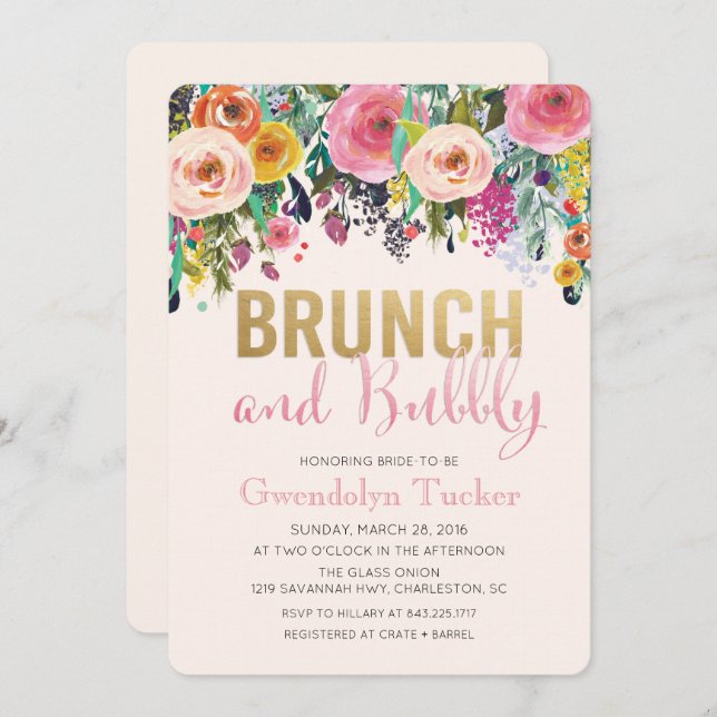 Brunch and Bubbly Bridal Shower Invitation (Front/Back)
