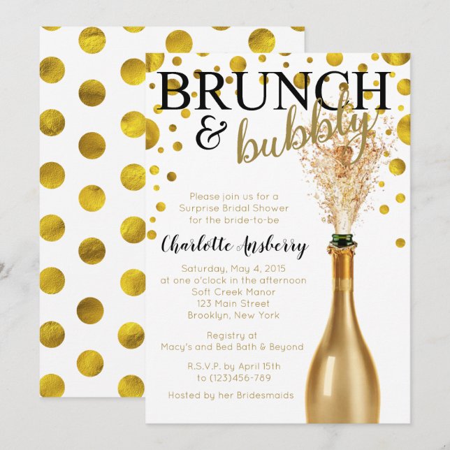 Brunch and Bubbly Bridal Shower Invitation (Front/Back)