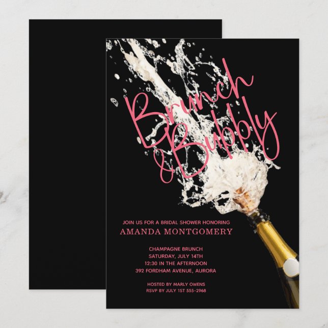 Brunch and Bubbly Bridal Shower Invitation (Front/Back)