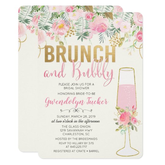 Brunch and Bubbly Bridal Shower Invitation | Zazzle.com