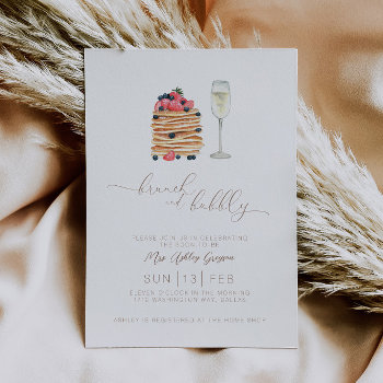 Brunch And Bubbly Bridal Shower Invitation by PomPaperEvents at Zazzle