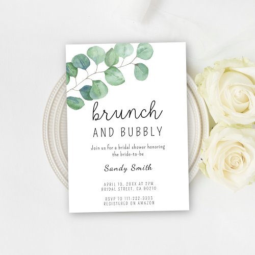 Brunch and bubbly bridal shower invitation