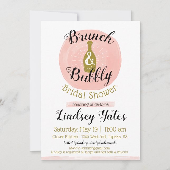 Brunch and Bubbly Bridal Shower Invitation (Front)