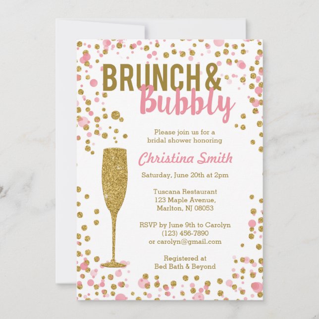 Brunch and Bubbly Bridal Shower Invitation (Front)
