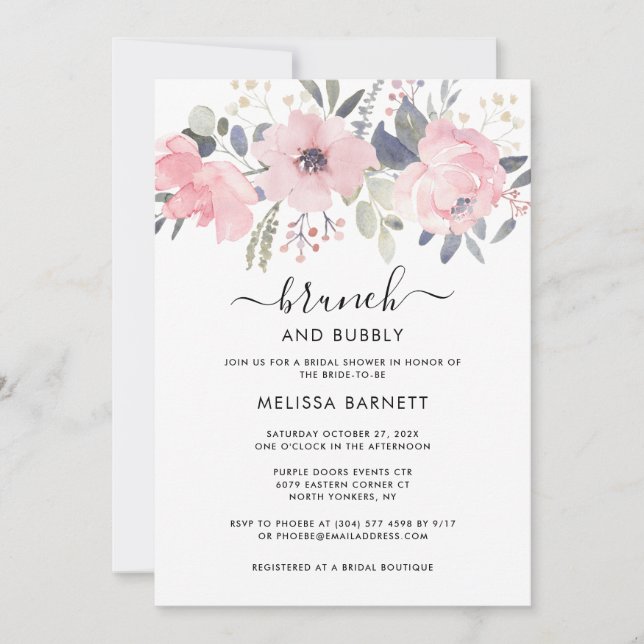 Brunch and Bubbly Bridal Shower Invitation (Front)