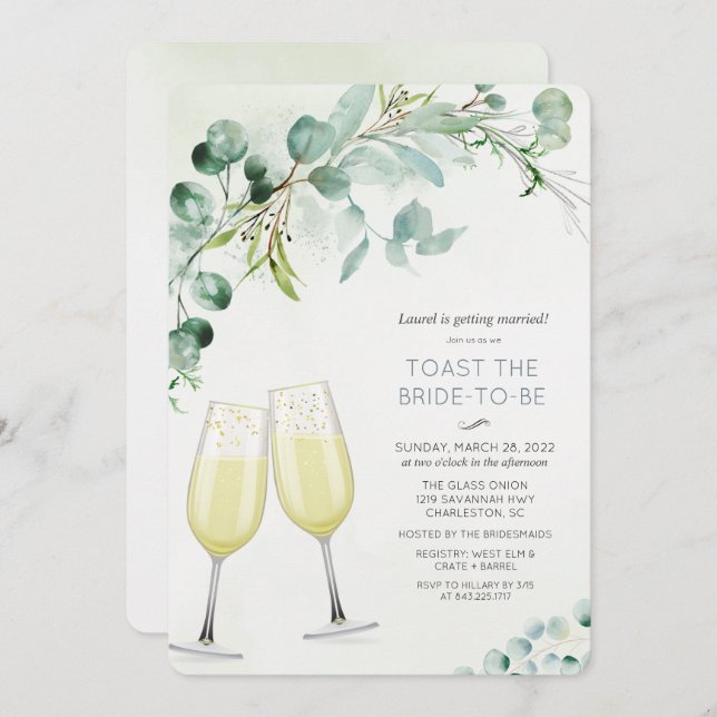 Brunch and Bubbly Bridal Shower Invitation (Front/Back)