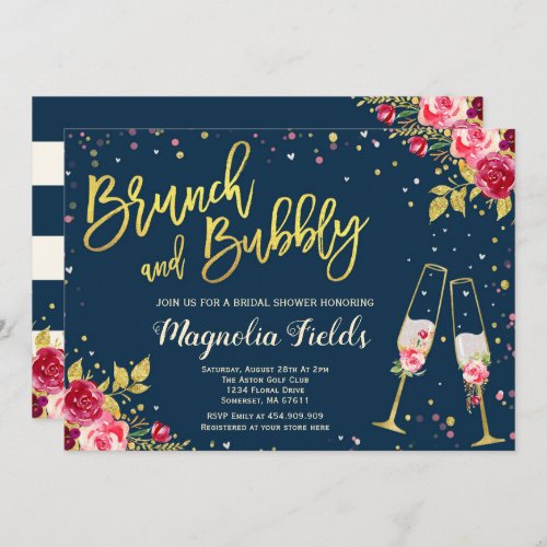 Brunch And Bubbly Bridal Shower Invitation Floral