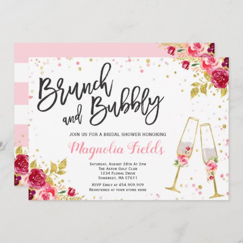 Brunch And Bubbly Bridal Shower Invitation Floral