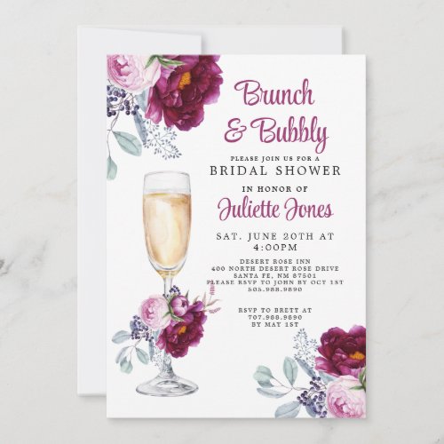 Brunch And bubbly Bridal Shower Invitations