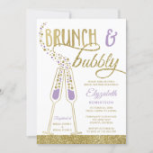 Brunch and Bubbly Bridal Shower Invite, Faux Gold Invitation (Front)