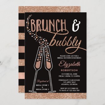 Brunch And Bubbly Bridal Shower Invite  Faux Gold Invitation by DeReimerDeSign at Zazzle