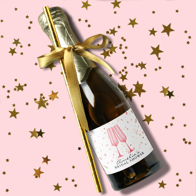 Brunch and Bubbly Bridal Shower Mini Sparkling Wine Label (Brunch and Bubbly bridal shower mini champagne bottle labels, use to serve or give as favors)