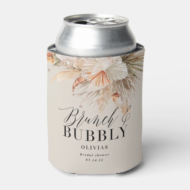 brunch and bubbly Bridal shower pampas grass Can Cooler (Can Front)
