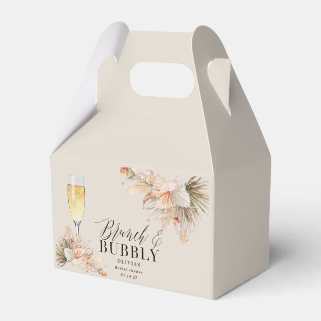 brunch and bubbly Bridal shower pampas grass  Favo Favor Boxes (Front Side)