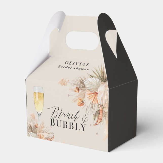 Brunch and bubbly Bridal shower pampas grass Favor Boxes (Front Side)