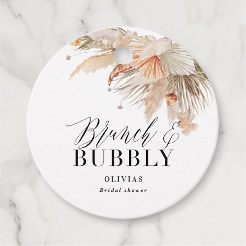 brunch and bubbly Bridal shower pampas grass  Favor Tags