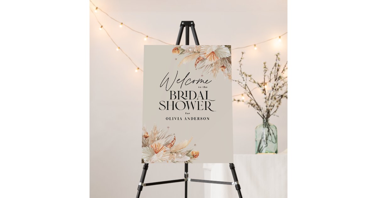 brunch and bubbly Bridal shower pampas grass Foam Board | Zazzle