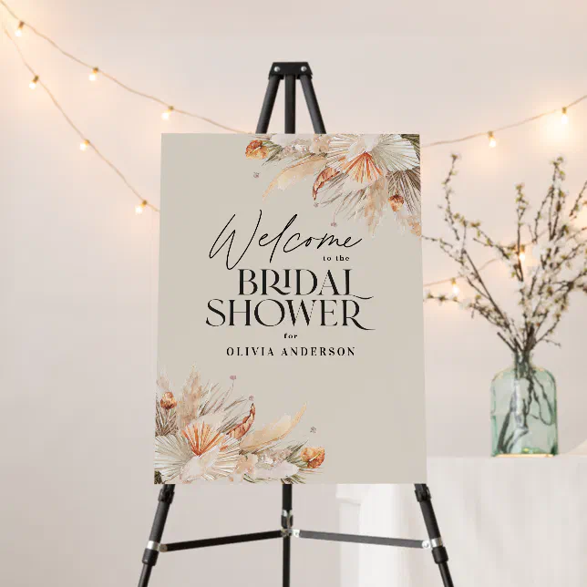 brunch and bubbly Bridal shower pampas grass Foam Board | Zazzle