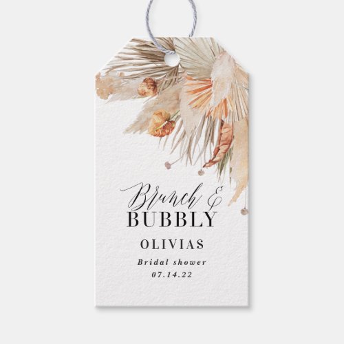 brunch and bubbly Bridal shower pampas grass  Gift Tags